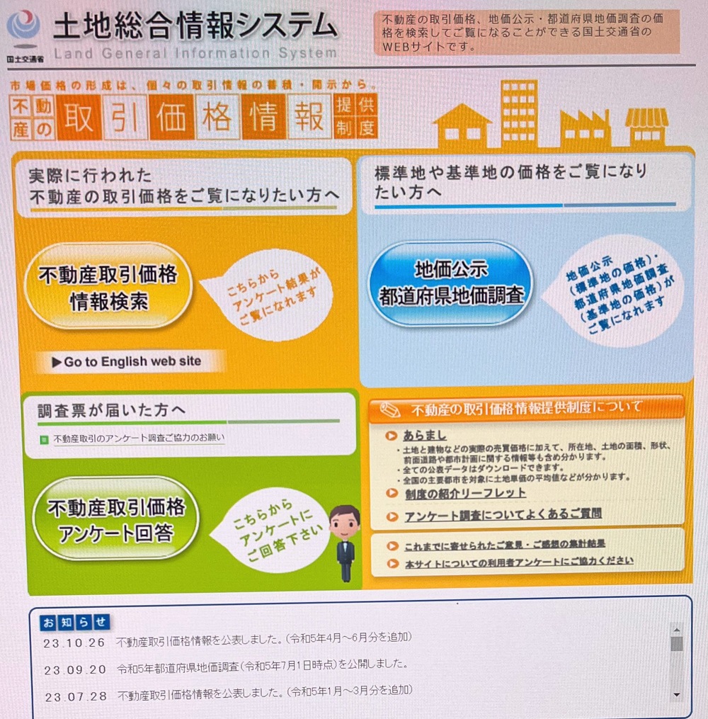 国土交通省_土地総合情報システム_TOP画面