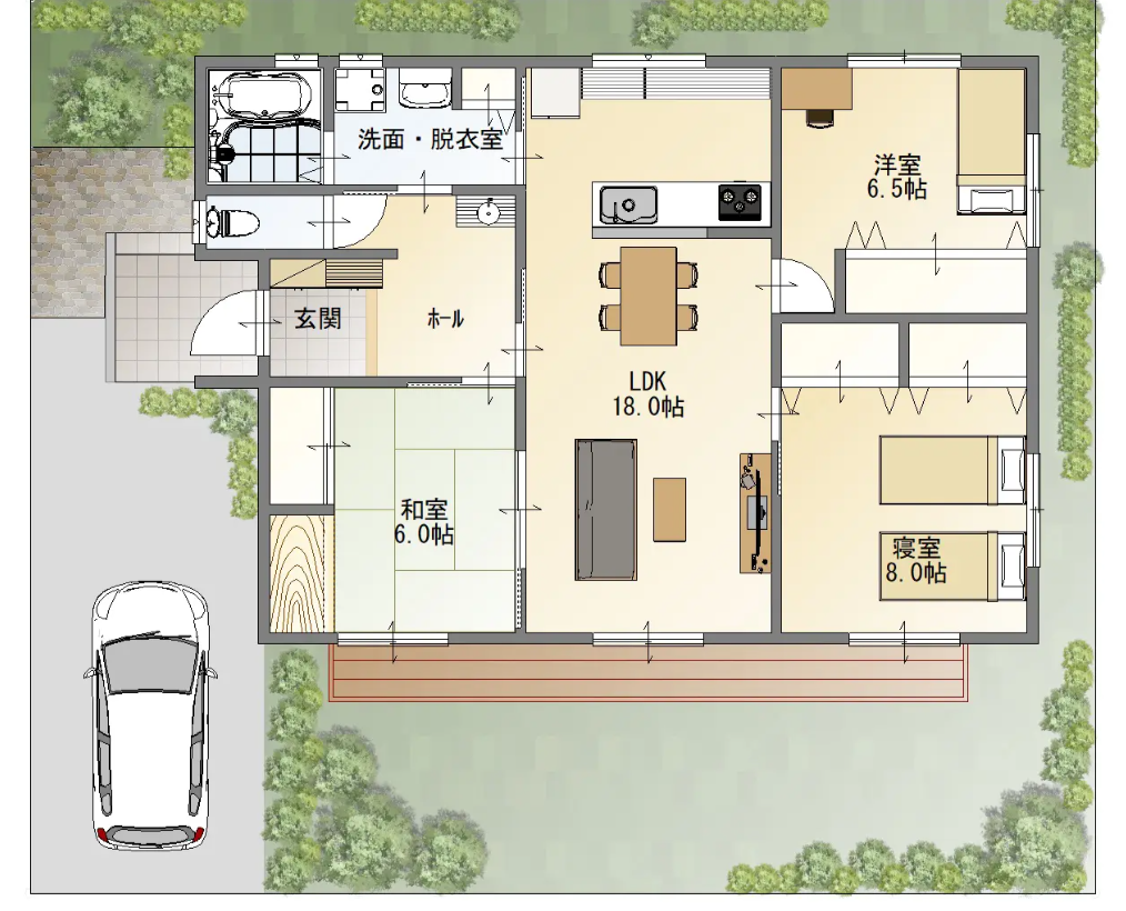 新和建設　30坪平屋の間取り