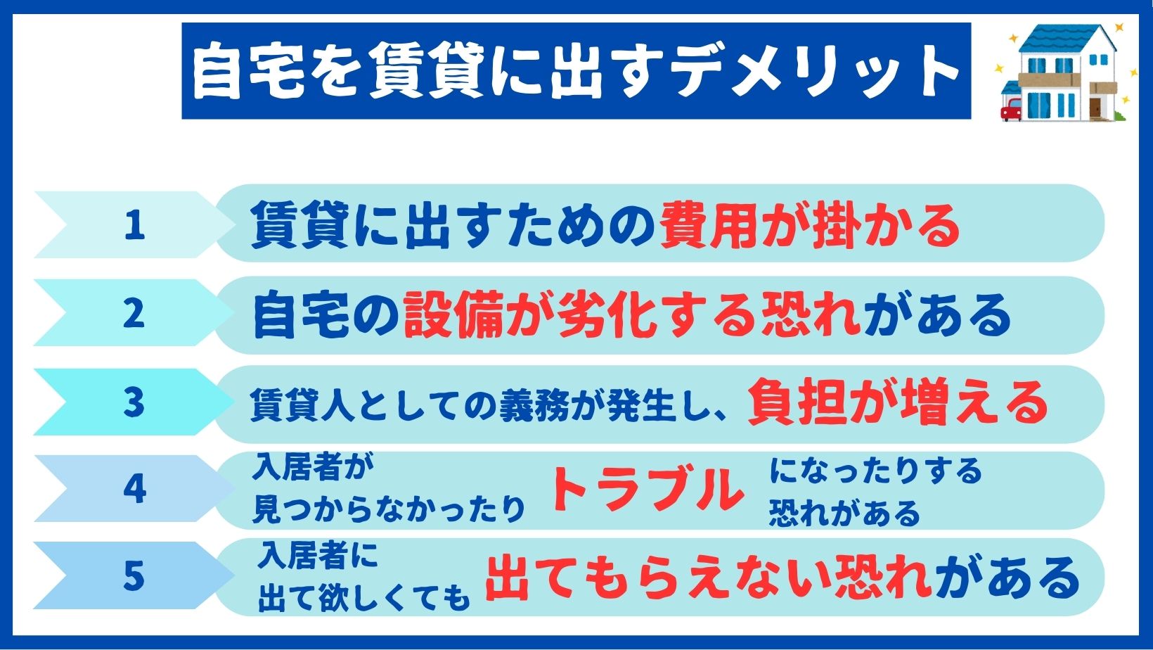 自宅を賃貸に出すデメリット