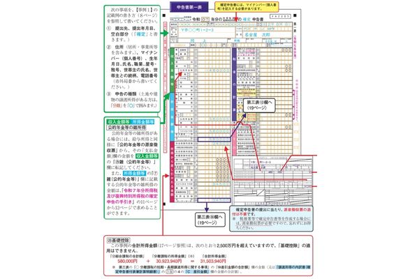 確定申告書 記入例
