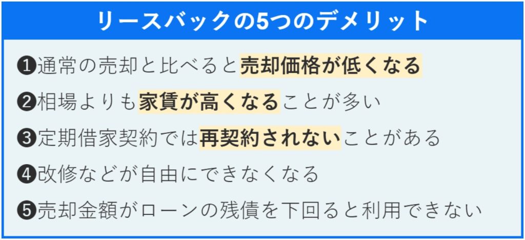 リースバックのデメリット