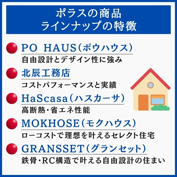 ポラスの商品ラインナップの特徴
