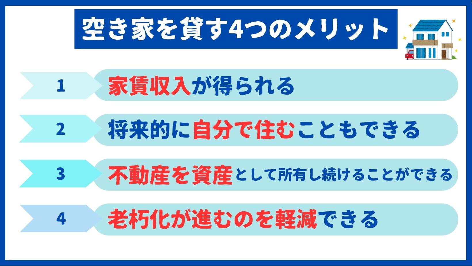 空き家を貸す4つのメリット