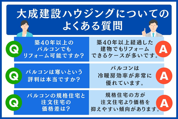大成建設ハウジングについてのよくある質問