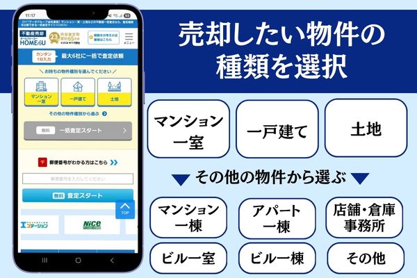 HOME4U 申し込み手順 売却不動産種類選択
